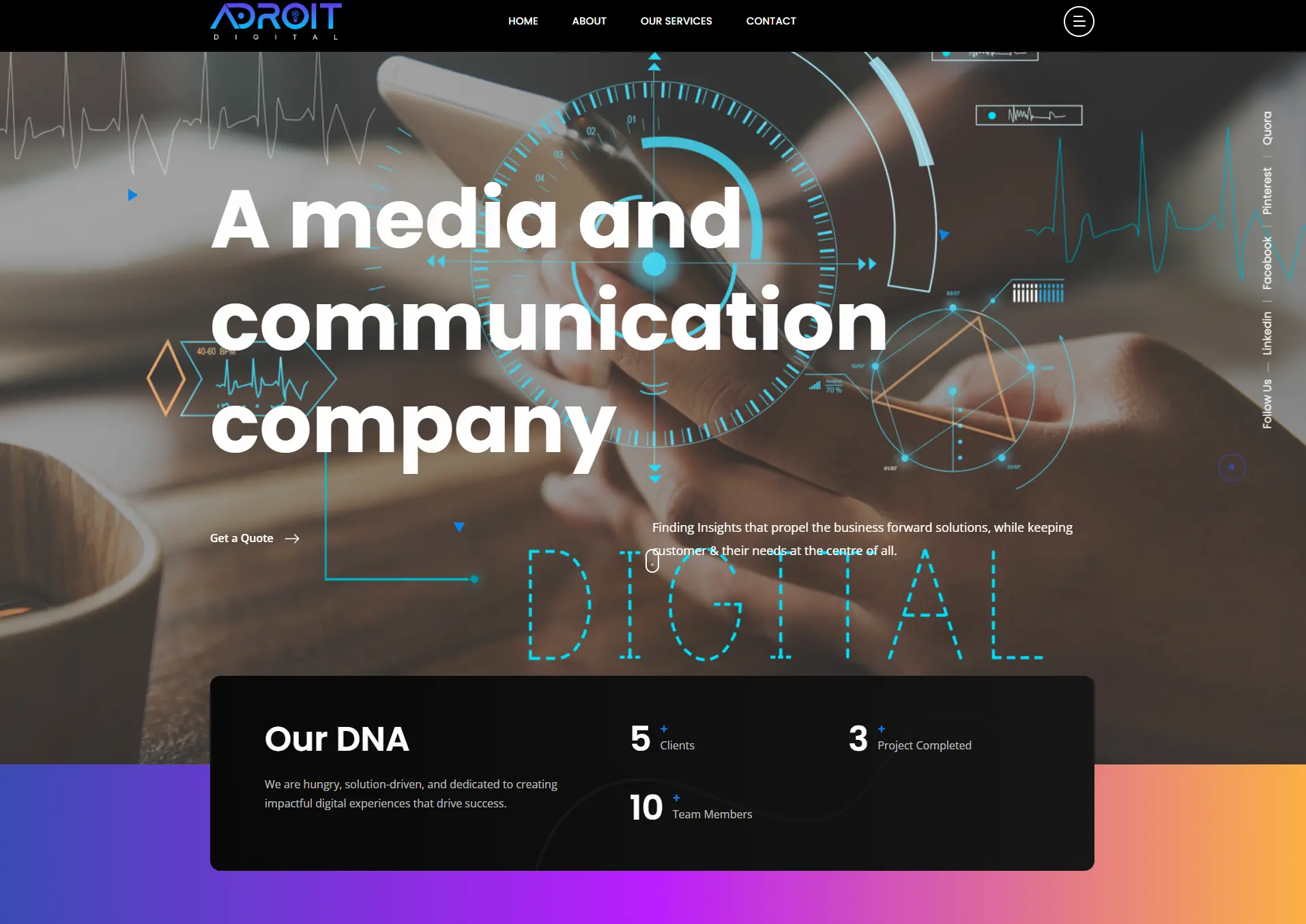 Adroitdigital Creative Agency Script website showcasing digital marketing services