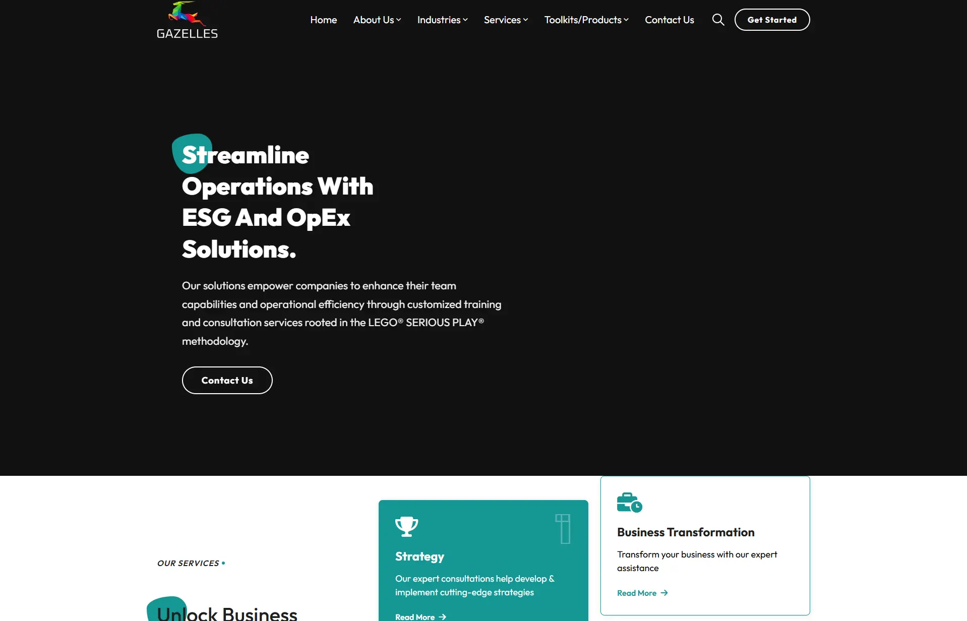 Gazelles SMC website homepage displaying marketing and business solutions